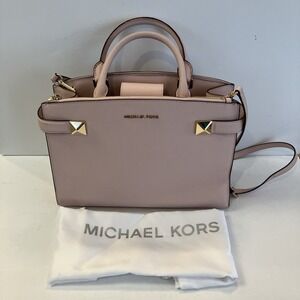 New With Tag Michael Kors Light Pink Karla Medium Satchel Leather Handbag